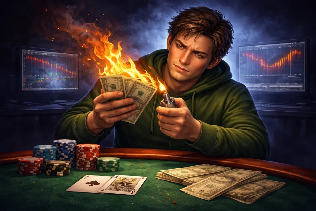 Live-Casino-Tisch mit Karten und Chips in moderner Studio-Umgebung